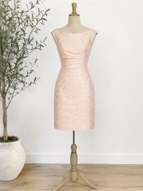 LRL LAUREN RALPH LAUREN Pink Jacquard Floral Sheath Ruched Women’s Dress 8 New